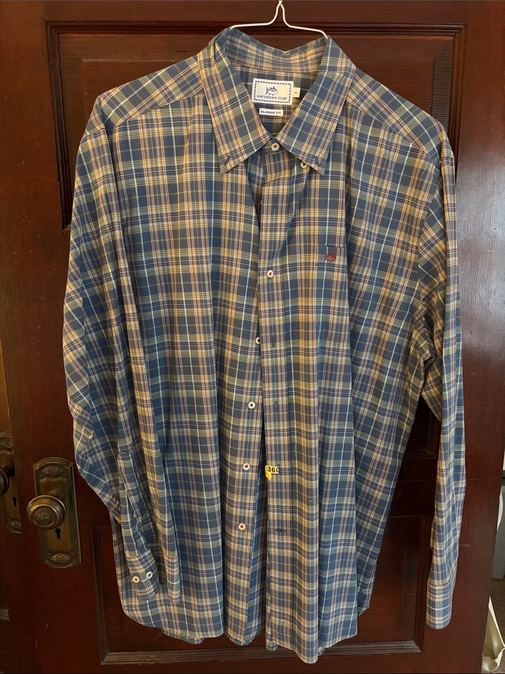 Southern Tide Blue and Tan Plaid Button-Down Shirt